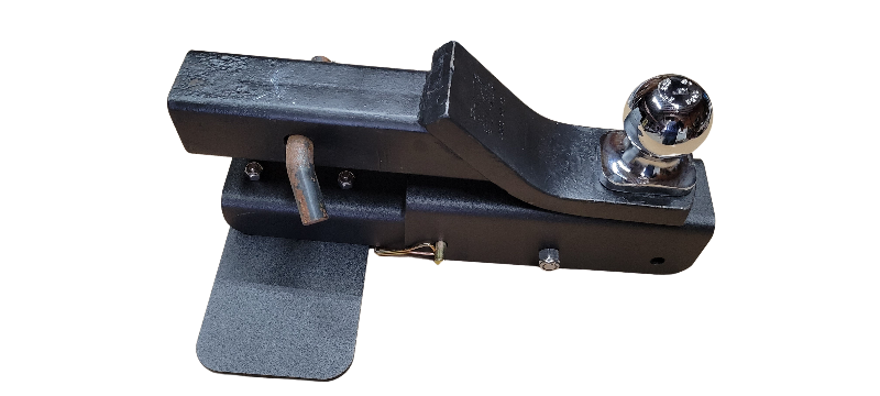 Be Clever Ball mounted Hitch flip step accessory for Drawbar Hitches With Balls step folded under and pinned Drawbar Hitch And Ball Shown But Not sold with step
